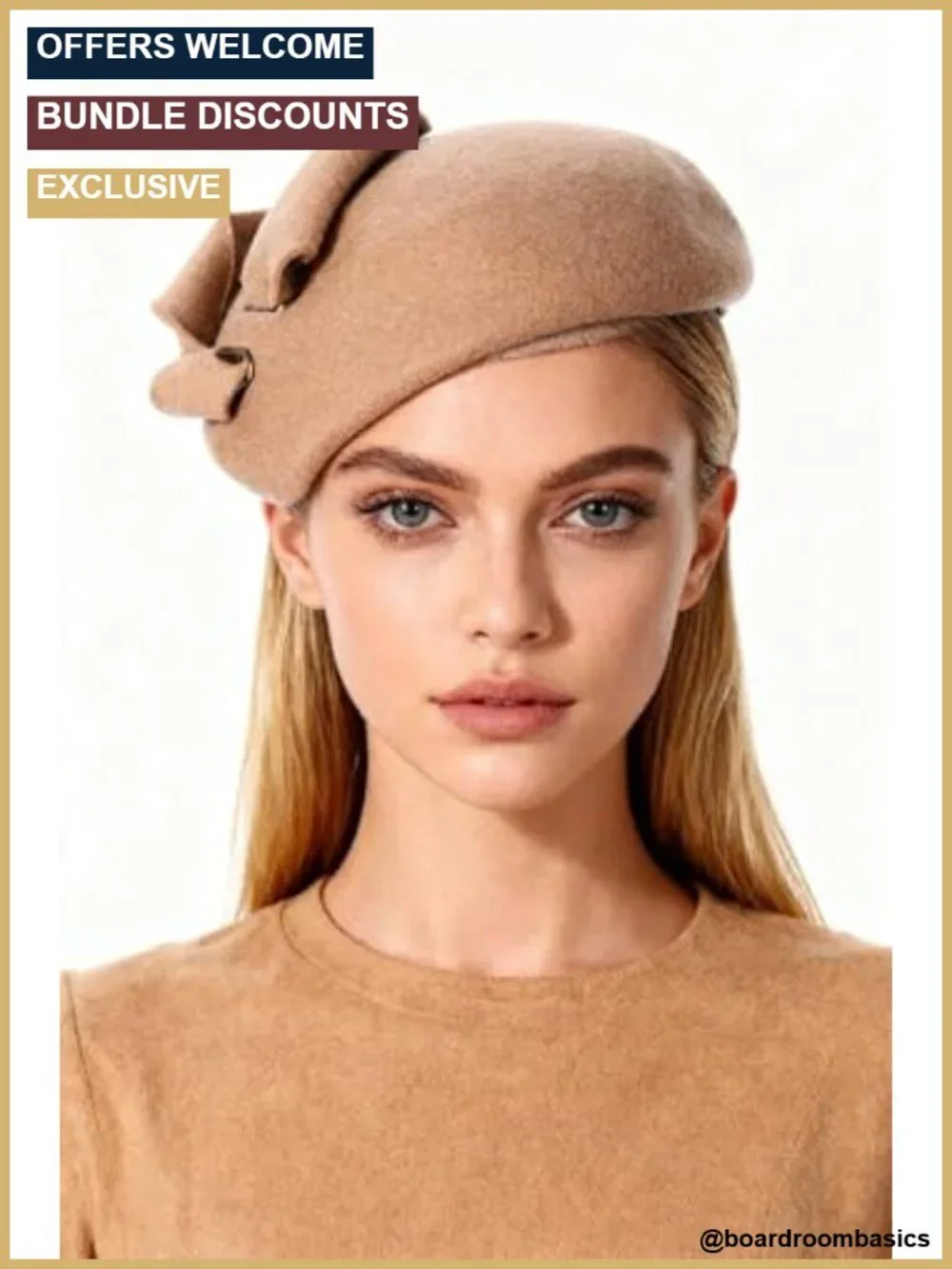 Wool Felt Fascinator Hat for Women with Hair Clip - Formal Occasion Pillbox Hat